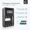 CELLONIC® Chargeur de piles AA et AAA USB avec 4 compartiments, Chargeur pour batteries intelligent + 4x Batteries AA rechargeable 2600mAh