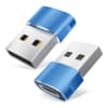 2x Adaptateur USB C vers USB - Adaptateur USB-C femelle vers USB-A mâle Chargement et transfert de données rapides Connecteur pour iPhone, iPad, Galaxy, téléphone, tablette, ordinateur portable - Bleu