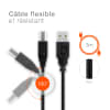 Câble USB A Standard USB de 3m pour auna MIC-900-RD / MIC-900B / MIC-900BL transfert de données et charge noir en PVC