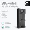 USB dobbel lader (NP-F970 -F550 -F750 -F330) for Sony HXR-NX100 Z Cam E2 Sony HXR-MC2500 NEX-FS700R NEX-FS700RH HVR-Z1 HVR-V1 + 1m + USB Kabel fra CELLONIC