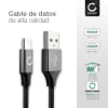 Cable USB para Garmin Edge 520 Plus, 820, 1000, 1030 / Dashcam 55 / Zumo 595 / Approach / Dezl 760 - Cable de Carga y Datos 2m 2A gris Nylon