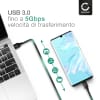 Cavo USB 3.1 Gen 1 con connettore USB C Type C per telefono Huawei P40, P40 Pro / P30, P30 Lite / P20, P20 Pro, P20 Lite / P10 / P9 / P8 / Mate 30, Mate 30 Pro / Mate 20, Mate 20 Pro filo di 2m cavetto dati & ricarica 3A in Nylon nero per cellulare