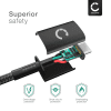 2xUSB C til USB C lade- og datakabel 100W, L-formet, rett vinkel 1 m - USB C-kabel av flettet nylon, USB 3.1, 10 Gbit/s, 8K for mobiltelefon, nettbrett, smartklokke, GPS, høyttalere og mye mer