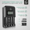 CELLONIC® Caricabatteria digitale per pile AA & AAA e pile 9V, ricarica rapidamente e in sicurezza le batterie ricaricabili stilo e ministilo, litio nimh e, LR03 LR6