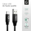 Câble USB C Type C de 2m pour appareil photo GoPro Hero 5, 6, 7, 8, 9, 10, 11, Max, Max 360, Fusion transfert de données 3A noir Nylon