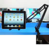 360 graders tavlebordsfeste fra aluminium for iPad / iPad mini / iPad Air, Galaxy, Mediapad, svart - universalmontering, svanehals, svingarm