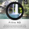 Filtre Densité neutre réglable ND2-400 pour Ø 55mm Filtre Gris Neutre