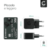 Caricatore da parete usb-c, 20W, ricarica telefoni, tablet o altri dispositivi mobili dalla presa da parete via usb-c e usb standard (A), QC3.0 18W Leggero & facile da portare con sé