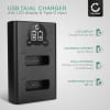 USB dobbel lader (NB-13L) for Canon PowerShot G9 X Mark II G7 X Mark II G1x Mark III G5 X SX740 HS SX620 HS SX720 SX730 SX740 + 1m + USB Kabel fra CELLONIC