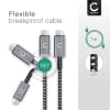 USB C Type C til USB C Type C kabel for Apple iPhone 17, 16, 17 Pro Max, 16 Pro, 16 Pro Max, 17 Pro, 16e, 16 Plus, iPad Air 4 (2020) - A2072, Air 4 (2020) - A2316, Air 4 (2020) - A2324, Air 4 (2020) - A2325 LG Velvet Samsung Galaxy S25 Ultra, S25, S23, S22 Plus Google Pixel 10, 9a 3A (PD 100W) hurtigladende datakabel grå / svart, Nylon, 1m fra CELLONIC