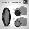 Filtro Densità Neutra regolabile ND2-400 per Ø 37mm Filtro Grigio