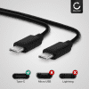 Universal USB Kabel 1m - USB C Type C Daten- und Ladekabel 3A (PD 60W)PVC schwarz  für Handy, GPS, Tablet, Kopfhörer, Kamera, Smartwatch uvm