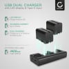 2x Batteri for Sony HVR Z1, HVR V1, HXR NX5, NX100, HVR HD1000, NX100, Z Cam E2, NP-F330 kamera - Reservebatteri NP-F970 NP-F960 NP-F570 NP-F770 4400mAh + USB Dobbel Batterilader BC-VM50, Kamerabatteri Lader