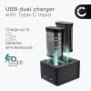 USB dobbel lader (LC-SCL6) for Leica Q2, Q3, BP-SCL6 + 1m + USB Kabel fra CELLONIC