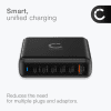 200W 6-port GaN USB-C Ladehub – PD QC 3.0 Hurtig Ladestasjon for Laptoper, Nettbrett & Mobiler fra CELLONIC
