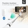 2-in-1 Selfie-Stick und Stativ – 1m langer ausziehbarer Selfie Stick & klappbares Dreibeinstativ mit Bluetooth Fernbedienung für Handy und Kamera – kompatibel mit iPhone, GoPro, Android & weiteren – Weiß