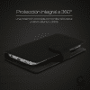 Funda de móvil para Smartphones (15.2cm x 8,3cm x 1cm), Funda libro de Cuero PU, Protector de móvil con cierre magnético y tarjetero de color negro, Shockproof Phone Case
