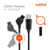 Câble Connector de 1m pour montre Samsung SGH-E250, SGH-P300, SGH-U700, SGH-X830, SGH-D900, SGH-E900 data et charge noir en PVC