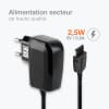 Chargeur pour téléphone portable Siemens C75, C65, C60, C55 / M65, M55 / A70, A55, A52 / MC60 / S65, S55 / SL55 / SX1 - Alimentation 0.5A / 500mA smartphone, Cordon / Câble de Charge 1.5m