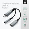 Adaptador de USB C a jack y carga rápida de 60 W, adaptador 2en1 de tipo C a auriculares de 3,5 mm - plata