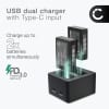 USB dobbel lader (LC-SCL5) for Leica M10, M10-P, M10-R + 1m USB Kabel fra CELLONIC