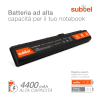 Batteria per portatile HP Pavilion dv9700, dv9000, dv9500 ricambio per laptop 4400mAh 14.4V - 14.8V