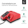 Caricabatteria di ricambio M12-18C compatibile 48-59-1812, 48-59-1810 colore rosso, ricarica rapida di batterie originali Milwaukee ioni litio 10.8V /12V, 14.4V & 18V M12-18C, 48-59-1812, 48-59-1808