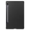 Book Tablet Case with Stand for Samsung Galaxy Tab S7 (SM-T870 / SM-T875) S8 (X700N) Synthetic Leather Protective Folding Flip Folio Wallet Tri Fold Bookcase Cover Sleeve - Black