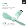 CELLONIC® USB C Ventilator für Handy Smartphone Tablet: Handyventilator mit USB-C Anschluss Stecker - Android Miniventilator USB Gadget - Mini Fan Lüfter, Reiseventilator, leise tragbar klein türkis