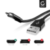 Câble Micro USB de 2m pour GPS TwoNav Anima / Trail 2 Bike / Horizon Bike / Velo / Aventura 2 Motor transfert de données et charge 2A noir en Nylon