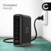 200W 6-port GaN USB-C Ladehub – PD QC 3.0 Hurtig Ladestasjon for Laptoper, Nettbrett & Mobiler fra CELLONIC
