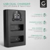 USB dobbel lader (BC-DC15 BC-DC15-E) for Leica D-LUX D-LUX (Typ 109) D-LUX 7 + 1m + USB Kabel fra CELLONIC