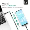 Cavo USB 2.0 con connettore Micro USB per telefono Gigaset GS370 / GS270 / GS270 Plus / GS185 / GS180 / GS170 / GS160 / GS100 filo di 2m cavetto dati & ricarica 2A in Nylon grigio per cellulare