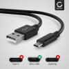 Cable Micro USB a USB A 2.0 - 1m para Cámara Teléfono móvil Smartphone Navegación Auriculares Tableta Cable de carga 2A negro Nylon