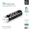 Cellonic® baterías recargables AA - 2600mAh, vienen cargadas, larga duración - 12x pilas AA Mignon HR6 LR6