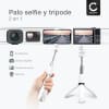 Palo selfie, trípode y monopie 2 en 1 - Trípode plegable de 1 m con disparador inalámbrico Bluetooth para teléfonos móviles, cámara digital y compacta, Smartphone, iPhone, GoPro - Blanco