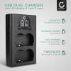 USB dobbel lader (BP-511 BP-512) for Canon EOS 5D 50D 40D 30D 300D 20D 10D PowerShot G3 G5 G1 MV700 ZR85 + 1m + USB Kabel fra CELLONIC