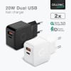 CELLONIC Travel Kit – 6-in-1 2x Dual 20W PD USB Fast Charger & 4x USB Cable Charging Set