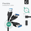 Universal USB-C long tip Type C Cable for Mobile Phones, Tablets, GPS, Speakers 3A Fast Data Transfer 1m PVC Charging / Charger Lead - Black