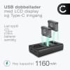 2x Batteri for GoPro Hero 4 Hero 4 Black Hero 4 Plus Hero 4 Silver kamera - Reservebatteri AHDBT-401 335-06532-000 1160mAh + USB Dobbel Batterilader , Kamerabatteri Lader