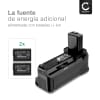 CELLONIC® Empuñadura cámaras BG-3D para Sony Alpha 6000, Alpha 6400 - Empuñadura vertical con disparador y compartimento para baterías NP-FW50