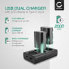 2x Batteri for FujiFilm X-T4 / GFX 50S II / GFX100S / X-H2S kamera - Reservebatteri NP W235 2000mAh + USB Dobbel Batterilader NP-W235, Kamerabatteri Lader