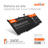 Batteria subtel® B41N1526 per notebook Asus ROG FX502 / GL502 Affidabile ricambio da 3400mAh Sostituzione ottimale per computer portatile laptop Asus