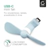 CELLONIC USB C Phone Fan for Smartphone, Mobile Phone, Tablet, Switch - Cute & Powerful Type C OTG Plug In Mobile Fan - Mini, Portable Travel Fan - Blue