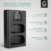 USB dobbel lader (DMW-BLJ31) for Panasonic Lumix DC-S1, Lumix DC-S1H Lumix DC-S1R, Lumix S1 + 1m + USB Kabel fra CELLONIC