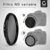 Filtro de Densidad neutra ajustable ND2-400 para Ø 72mm Filtro Grís Neutro