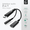 Adaptateur USB C jack écouteurs 3,5 mm Répartiteur Aux audio et chargeur 60 W PD pour iPhone, Samsung, téléphone, casque, écouteurs - noir