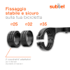 supporto manubrio bici subtel® compatibile con Bryton Rider 10 15 310 320 330 410 420 450 530 750 860 one fissaggio sicuro, nero, staffa/mount frontale, modulabile orizzontale o verticale