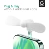 CELLONIC USBC telefonvifte for smarttelefon, mobiltelefon, nettbrett, Switch – Søt og kraftig Type C OTG vifteplugg – Mini, bærbar reisefvifte – hvit