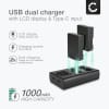 2x Batteri for Nikon D3000 D40 D40x D5000 D60 kamera - Reservebatteri EN-EL9 1000mAh + USB Dobbel Batterilader MH-23 - EN EL9 ENEL9 EN-EL9a EN-EL9e, Kamerabatteri Lader
